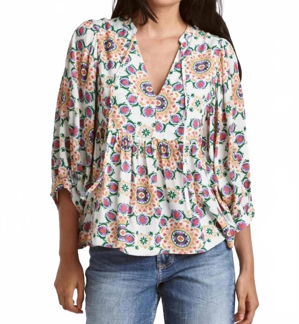 NEW DEAR JOHN DENIM saylor paisley babydoll top in ivory